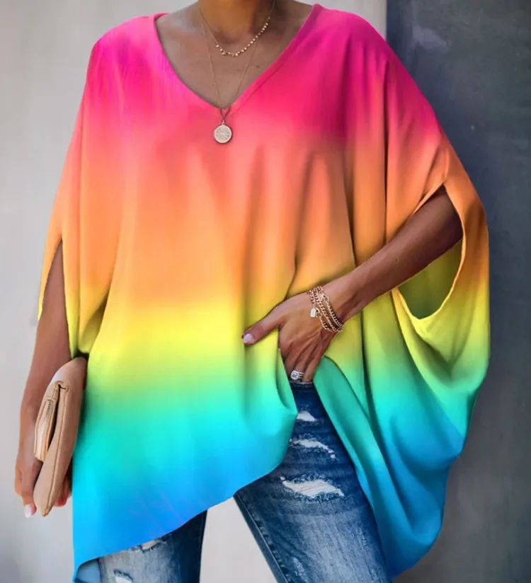 Женский пуловер с V-образным вырезом и рукавом летучая мышь | Женская одежда