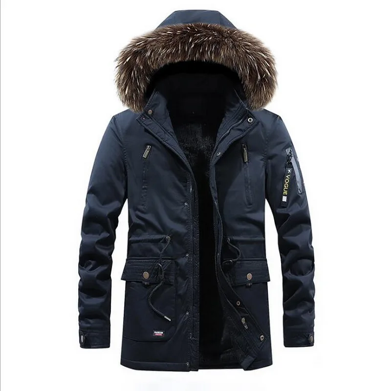 VXO Thick Warm Jacket Men Cargo Multi-Pocket Outwear Outdoor Men's Winter Parkas Fleece Fur Collar Hooded Coat Windbreake L-3XL
