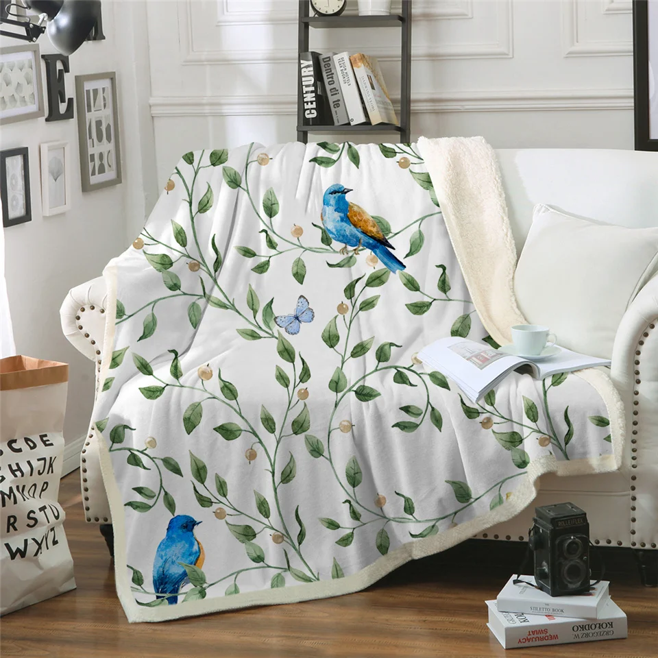 Постельные принадлежности Outlet Macaw арт пледы одеяло птица Morning Glories постельное белье Шерпа флис плюшевые, кровати диван одеяло 130x150 manta