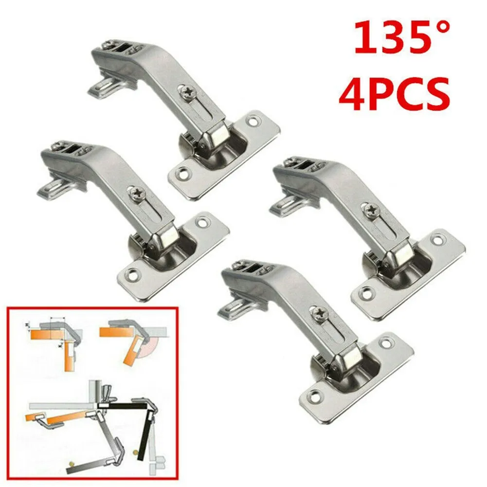 

4pcs Corner Fold Cabinet Door 135 Degree Angle Hinges For Electroplating Surface 16-28mm Corner Folded Cabinet Door
