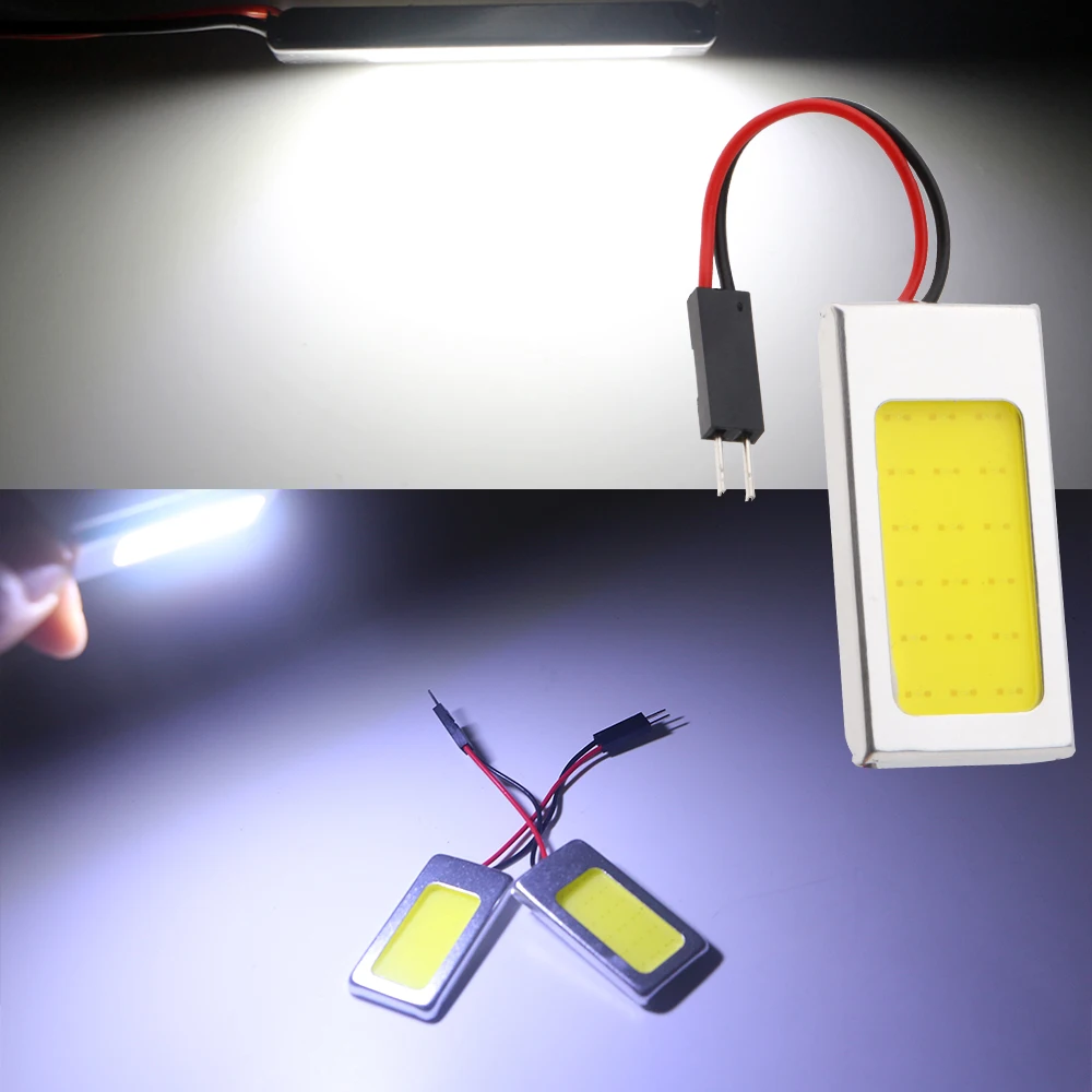 

10pcs COB 18 SMD Aluminum LED Car Panel light Interior Room Dome Car Light Bulb Lamp Adapters T10 Festoon White 6000K 8000K