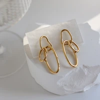 davini minimalist golden metal earrings titanium steel circle drop earrings elegant geometric jewelry for women female mg493