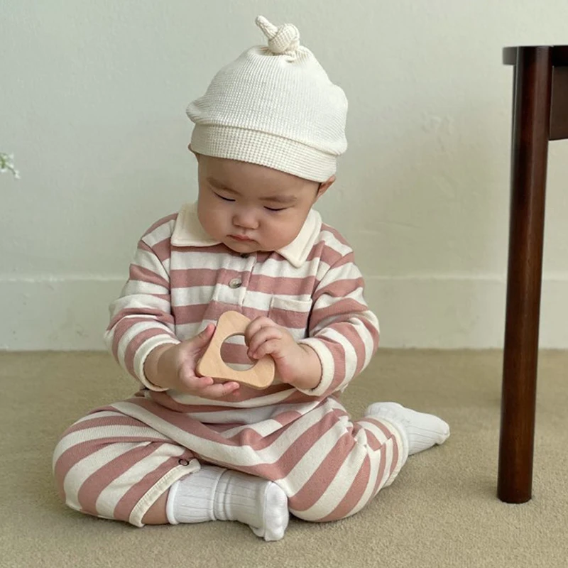 

Infant Baby Clothing 2022 Spring New Newborn Bag Fart One-piece Jumpsuit Striped Baby Boys Romper Baby Girls Clothes 3-24 Months