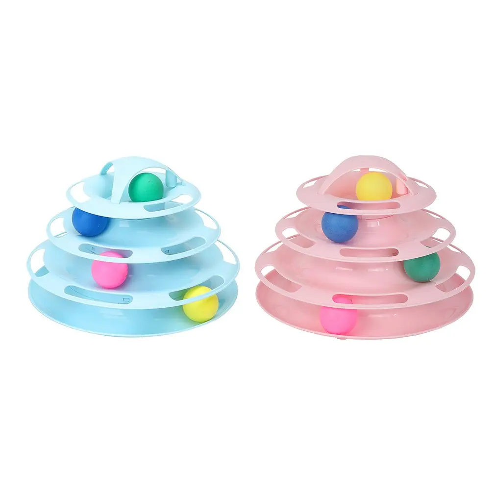 Funny Pet Interactive Toy Cat Colorful 4-Layer Plastic Tower Tracks With Balls For IQ Traning Ball Training Amusement Plate | Дом и сад