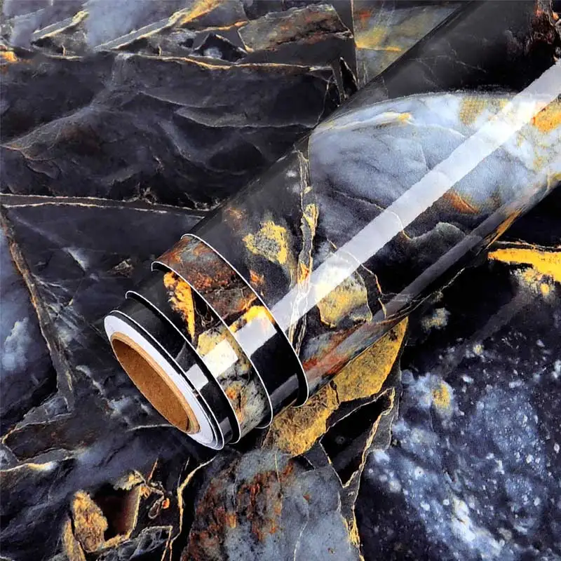 kitchen oil proof marble wallpaper waterproof thicken vinyl wall stickers cabinet dinner table self adhesive contact paper decor free global shipping