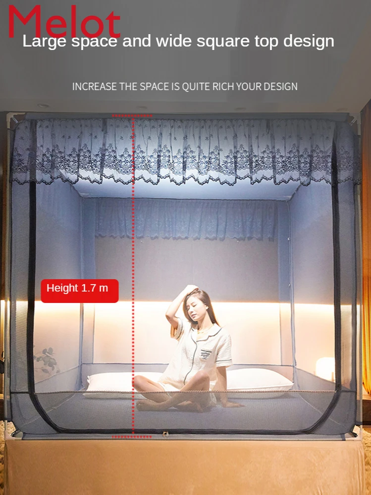 

Installation-Free Mongolian Bag Mosquito Net Household Ultra-Fine-Meshed Thickening Children's Drop-Resistant Bold Bracket Fixed