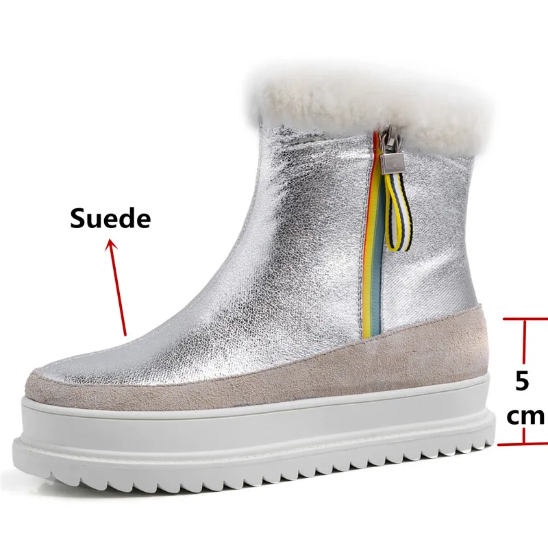 FEDONAS Newest Female Big Size Fur Snow Boots Winter Warm Wool Women Ankle Flats Platform Casual Office Shoes Woman | Обувь