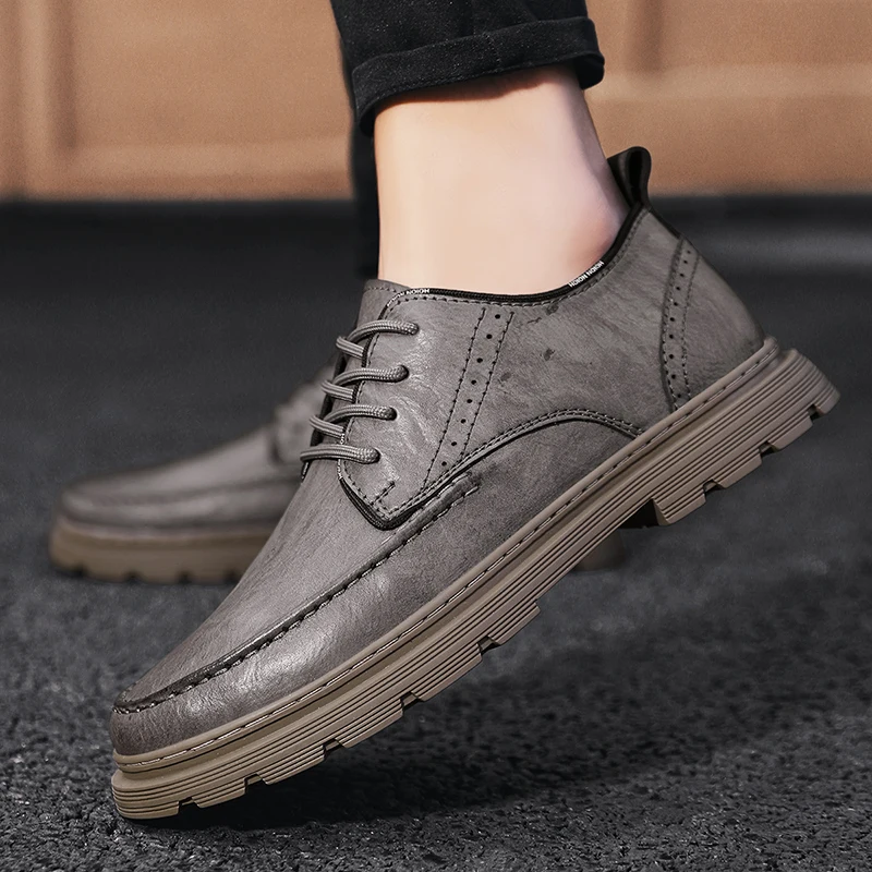 

Men Casual Shoes spring autumn Tenis black Sneakers Men Leather flats lace up Male Shoes Adult Walking Sapato Masculino