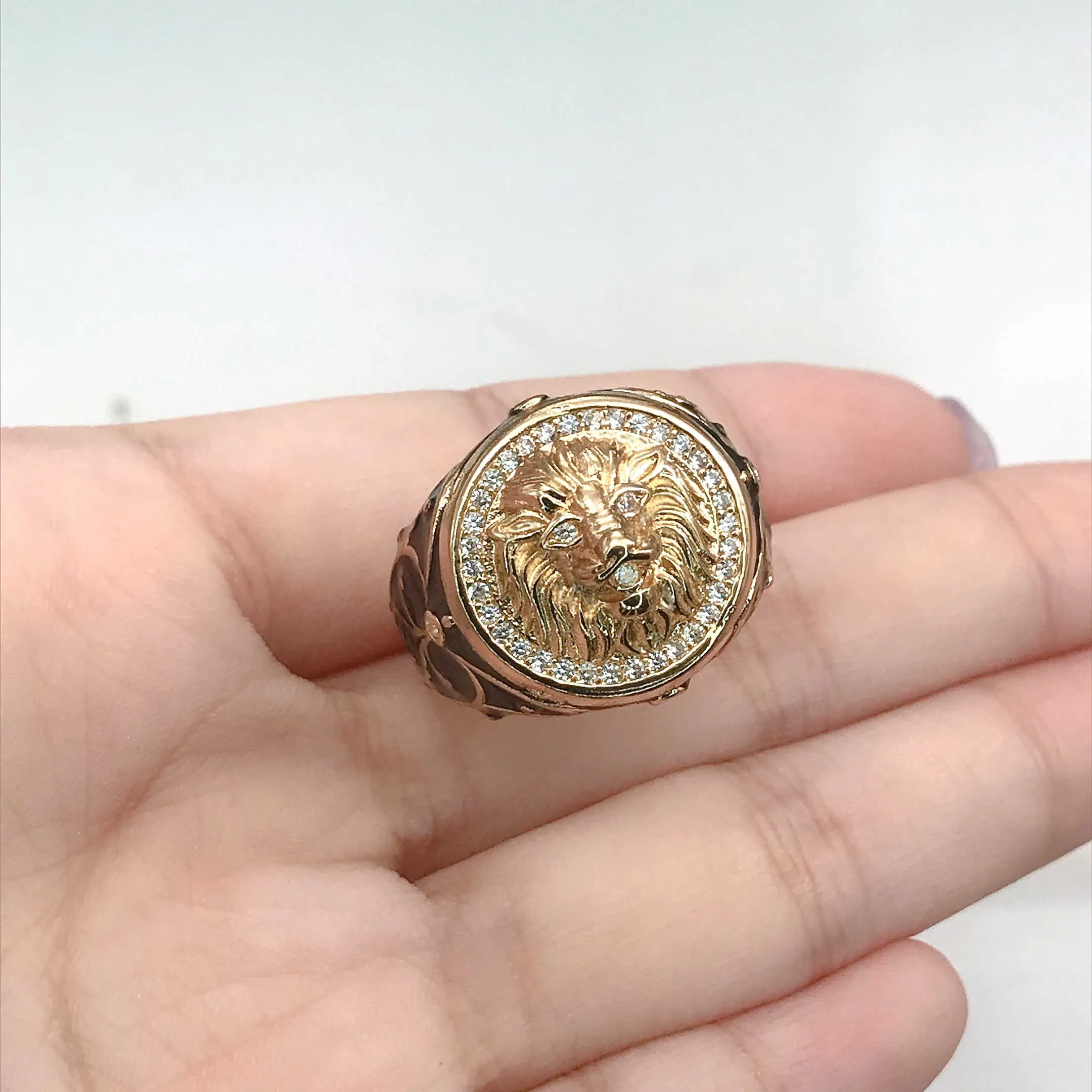 Модные властная кольца со львом Размеры Большие размеры 6-13 роскошные золотые