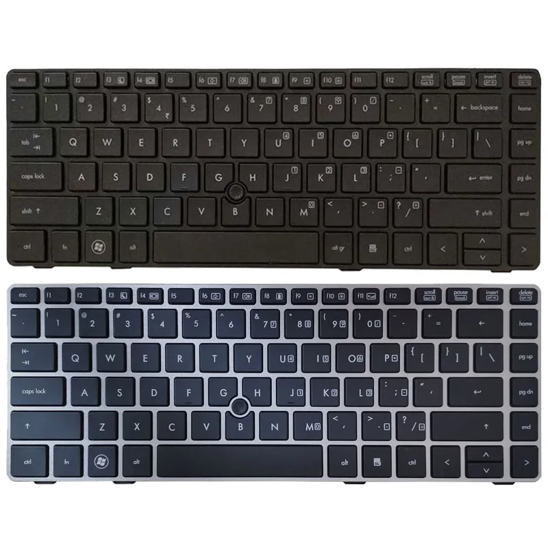 Клавиатура для ноутбука HP 8470B 8470P 8470 8460 8460p Вт 6460 6460b 6470 Серебристая/черная рамка с