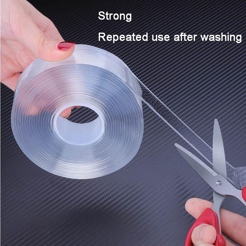 Thick 1mm 1/2/3/5M Nano Tape Tracsless Double Sided Tape Transparent No Trace Reusable Waterproof Adhesive Tape Cleanable Home