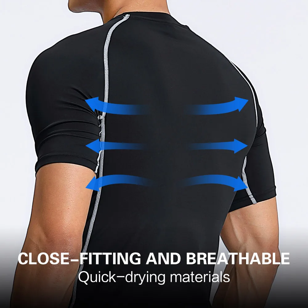 Men's Running T-Shirts, Quick-Drying Compression Sports T-Shirts, Gymnastic Running Shirts, T Shirt for Men Football Shirts