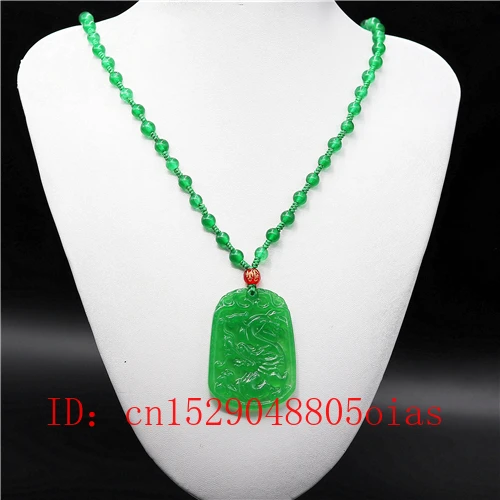 Натуральный Зеленый Изумрудный Нефритовый дракон кулон бусины ожерелье