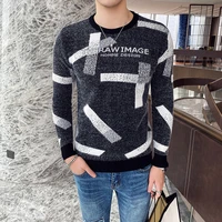 autumn new knitted sweater base shirt mens simple slim sweater round neck pullover sweater black herren pullover ropa de hombre
