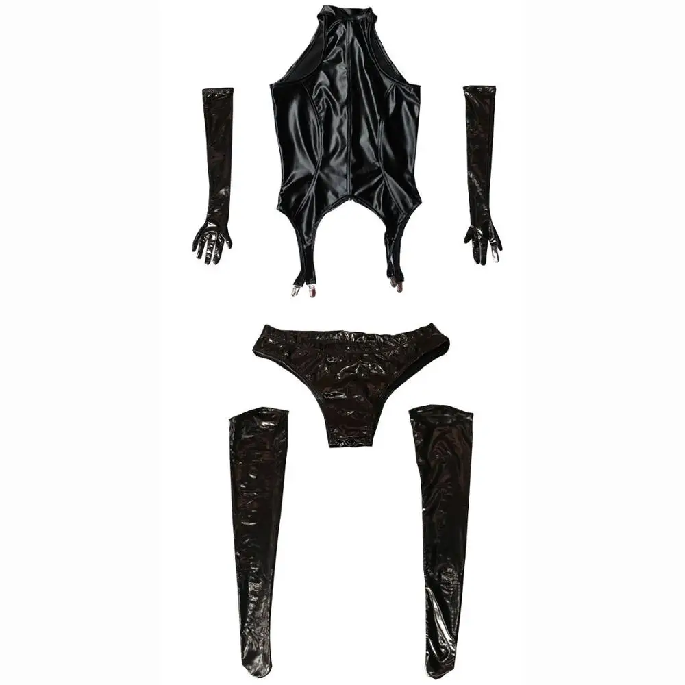 4 шт./компл. размера плюс Косплей Аниме костюм девушки из ПВХ Wetlook сексуальные