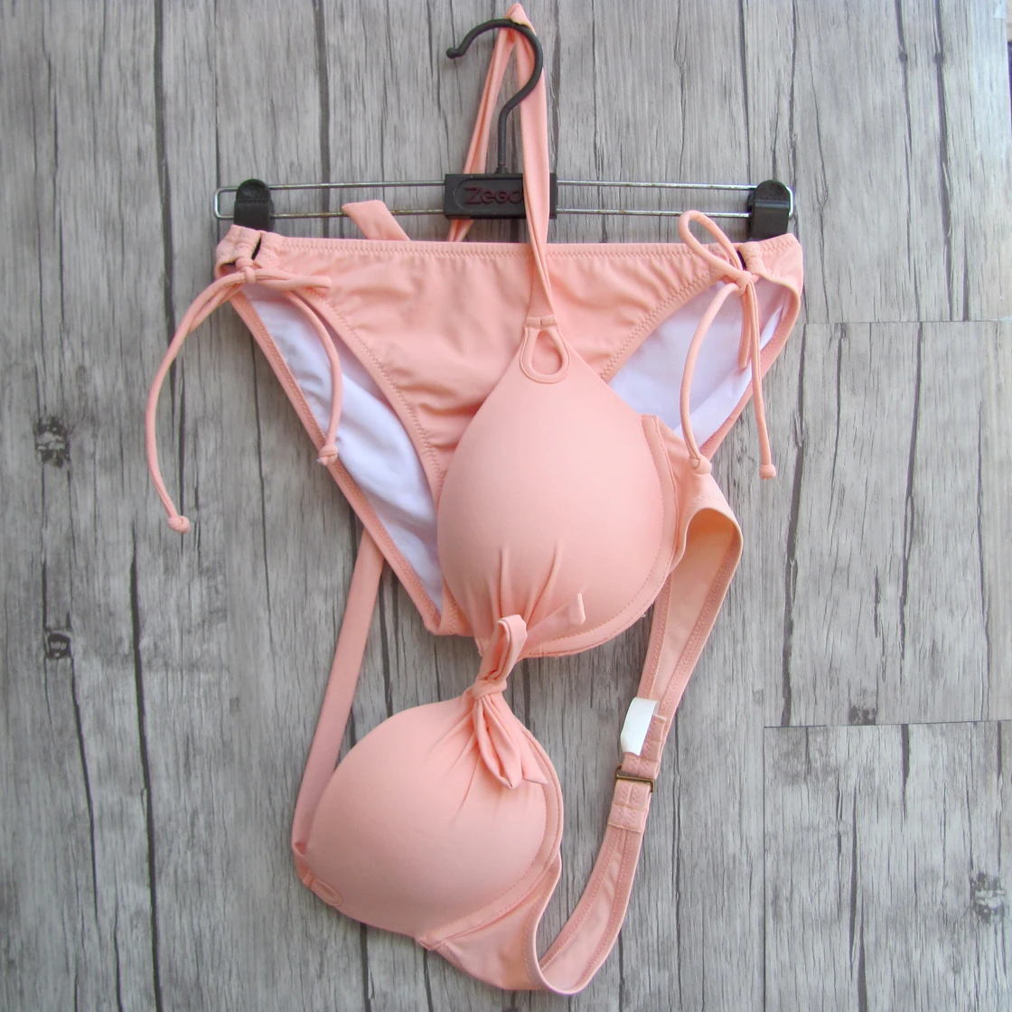 Женские бикини оранжевые купальные костюмы сексуальные на косточках Maillot De Bain