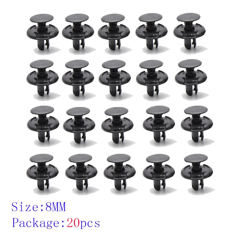 10/20/50 шт., автомобильный крепеж для бампера, 8 мм, отверстие, заклепка, фиксатор, крышка двигателя, обшивка двери автомобиля, зажим для панели, крепежные детали для автомобиля на заказ