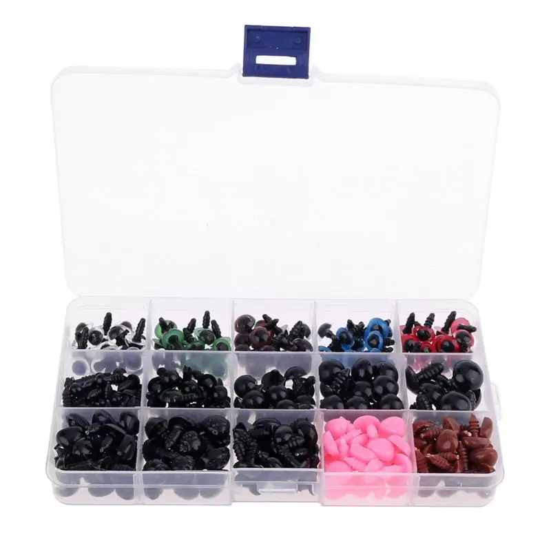 

280 Pcs Colorful Plastic Crafts Safety Eyes 15 Grid DIY Kit with Washer for Bear 203E