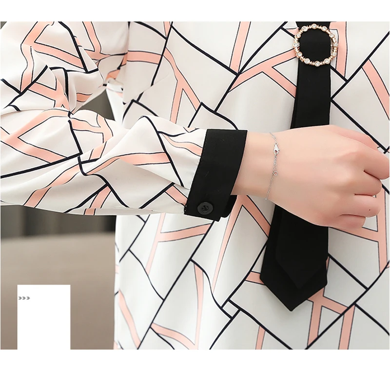 

Striped Blouses Women Shirts Long Sleeve Shirt Office Lady Autumn Chiffon Blouse Korean Plus Size Loose Ladies Tops Blusas 10673