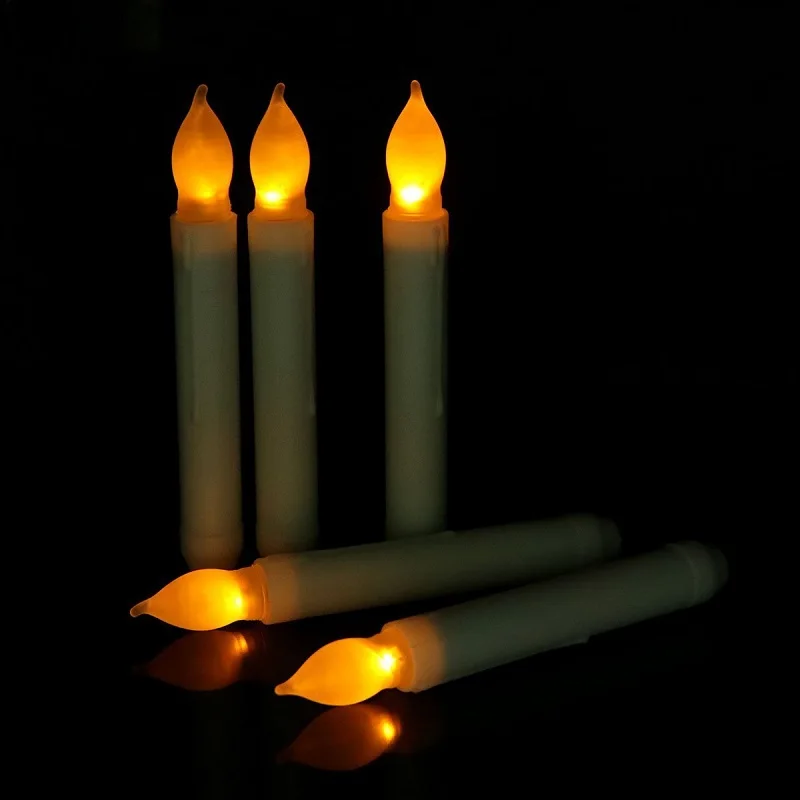 

LED Light Cone Candles Electronic Taper Candle Battery Operated Flameless for Wedding Birthday Party Decorations Supplies WB3163