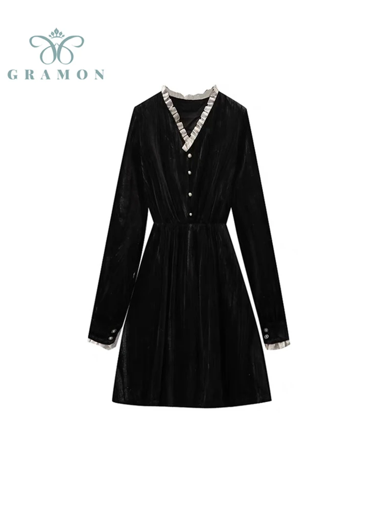 

Женское бархатное платье-миди с V-образным вырезом, в стиле ретро