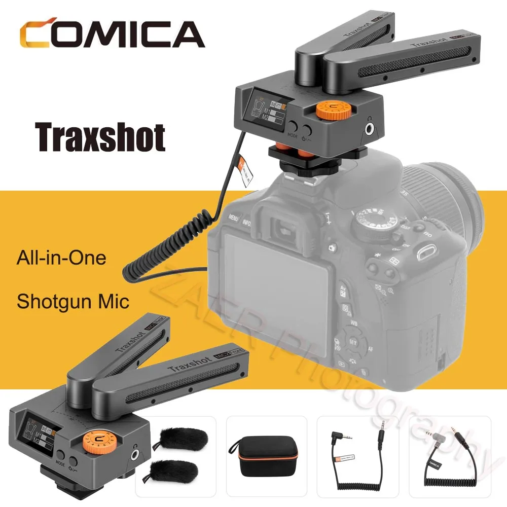 

Comica Traxshot Transformable Video Microphone All-in-One Shotgun Mic Professional Super Cardioid Microphone for Camera Phone