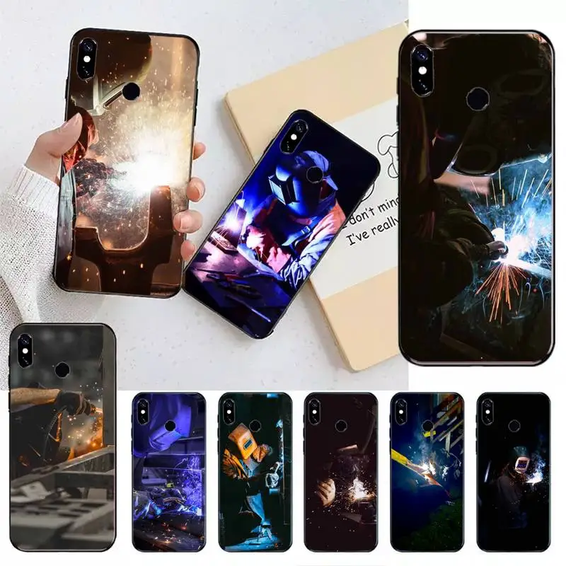 

Welder Welding Hot Metal Worker Phone Case For Xiaomi Redmi note 7 8 9 11 t s 10 A pro lite funda shell coque cover