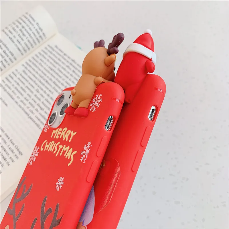 Милый мультяшный чехол с рождественским оленем и снеговиком для iphone 11 Pro XS Max X XR 7 8