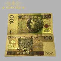 10pcslot best price color poland banknote 50 100 200 500 zloty banknote in 24k gold plated for collection
