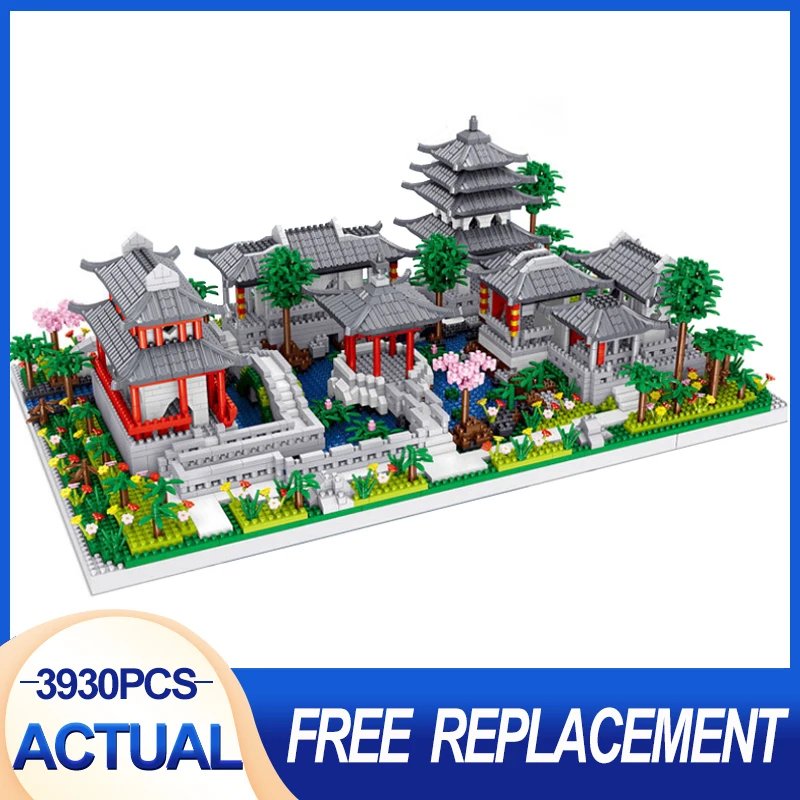 

LEZI LZ8202 Miniature Diamond Particles Chinese Style Suzhou Garden Building Blocks Bricks Model Children's Toy Christmas Gift