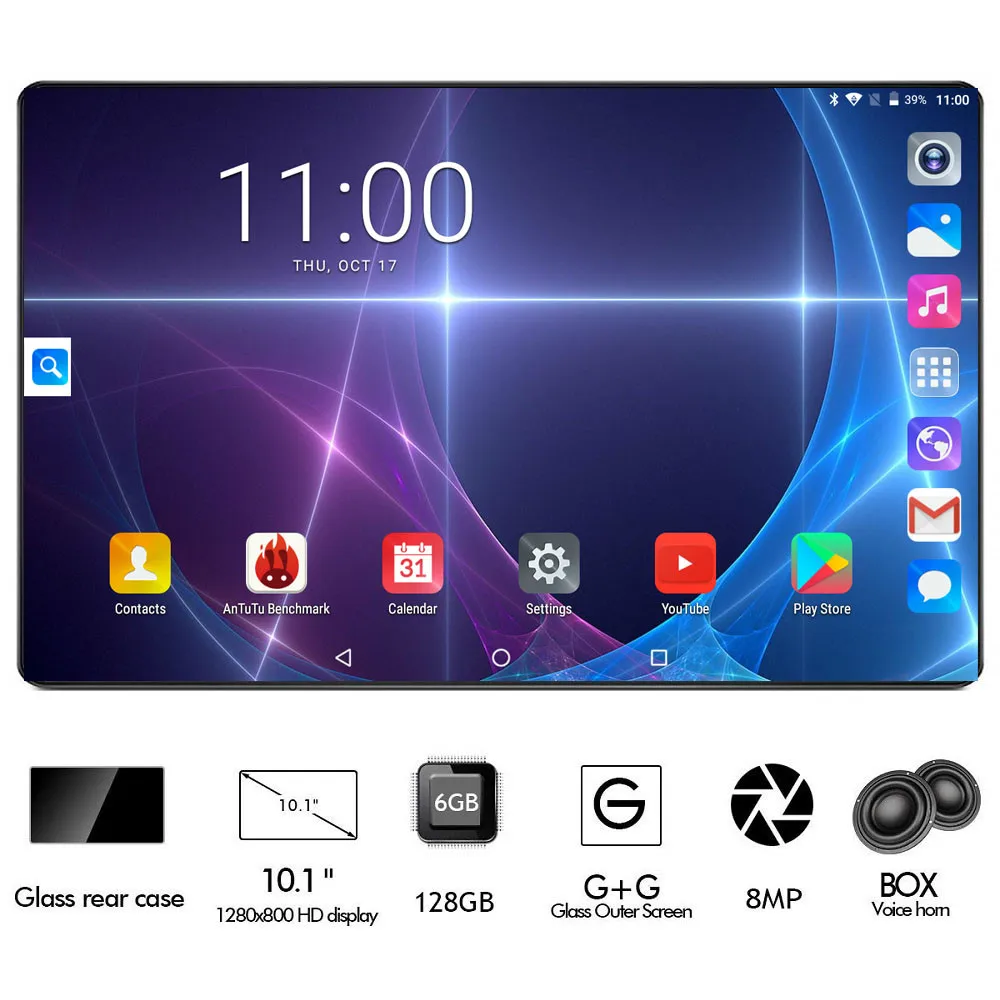 Новый 2.5D стекло 10 дюймов планшет разблокирован 4G LTE 6 Гб RAM 128 Две sim карты две