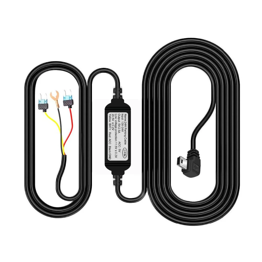 HGDO Dash Cam комплект жестких дисков Mini USB Порты и разъёмы DC 12 В/24 В до 5 В Пост Автомобильный Зарядное устройство кабель жесткий комплекты проводов низкая Напряжение защита для Видеорегистраторы для автомобилей gps
