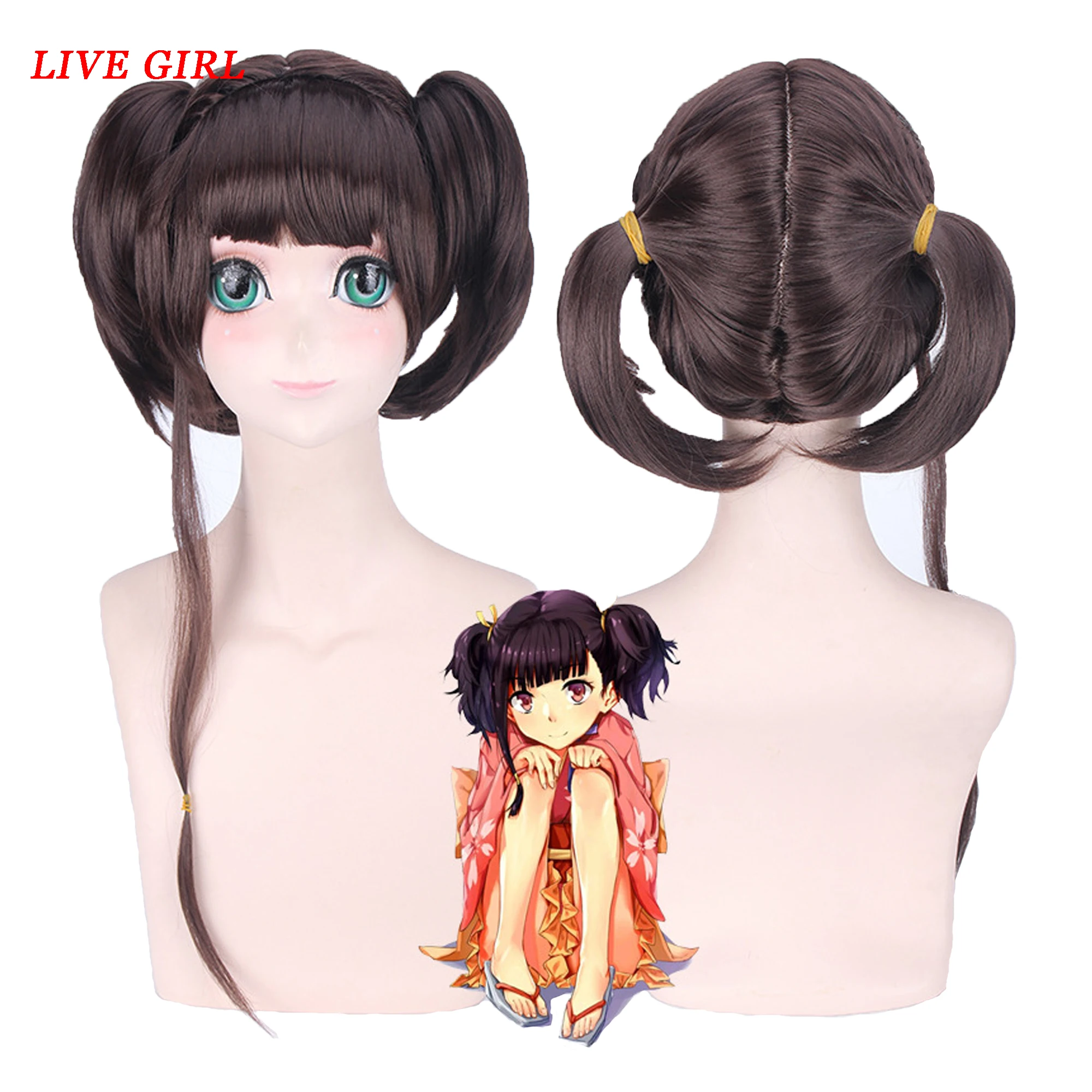 

LIVA GIRL Mumei Cosplay wig KABANERI OF THE IRON FORTRESS anime costume play wig free shipping Halloween costumes