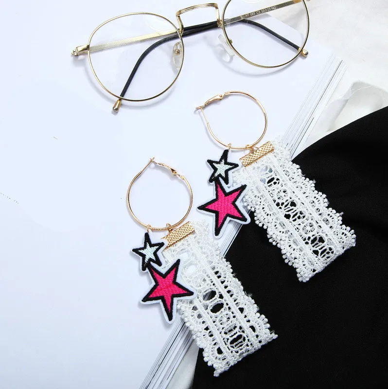 2019 новая Корейская версия простой моды леди кружева пятиконечные звезды