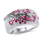 Женское кольцо в стиле ретро, кольцо в богемском стиле с цветком сливы, цветком, краснымсинимзеленым кристаллом Стразы, ювелирные изделия