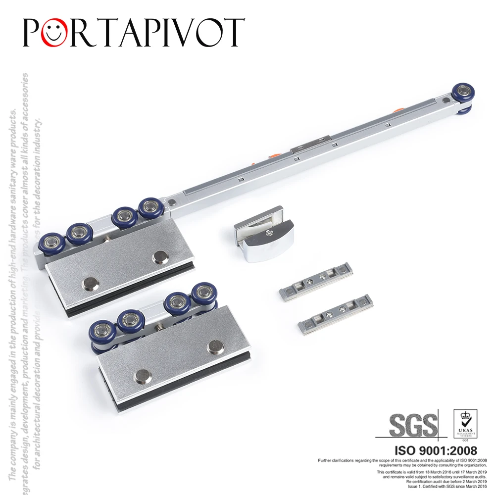 Бескаркасная двухходовая буфер стеклянная дверь подвесная направляющая для