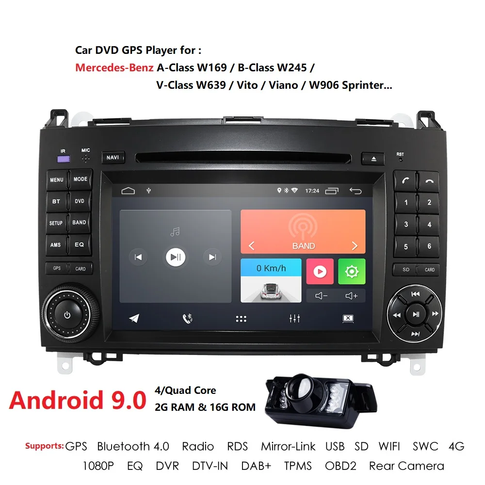 Android 9 0 DSP Авто Радио DVD мультимедиа для Mercedes Benz B200 A B класс W169 W245 Viano Vito W639 Sprinter W906 wifi