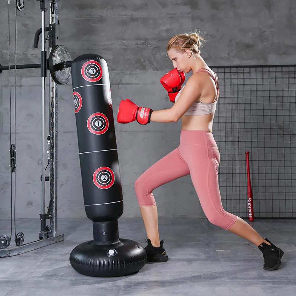 

1.6M Inflatable Stress Punching Tower Bag Boxing Standing Tumbler Muay Training Pressure Relief Bounce Back Sandbag with Pump