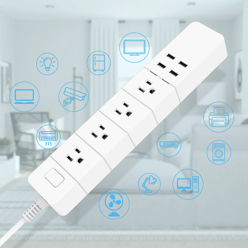 Умный удлинитель с Wi-Fi и 4 USB-портами для зарядки | Электроника