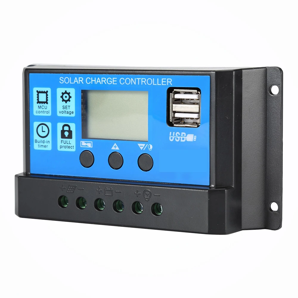 New 60A/50A/40A/30A/20A/10A 12V 24V Auto Solar Charge Controller PWM Controllers LCD Dual USB 5V Output Panel Regulator | Обустройство