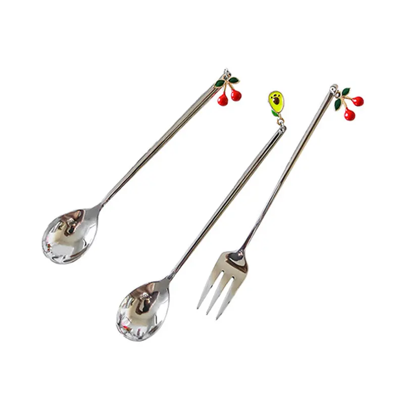 Рождественская ложка и вилка из нержавеющей стали с вишней авокадо
