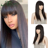 bone straight human hair wig with bangs for black women orange long brazilian remy hair 150 density full machine wigs allure