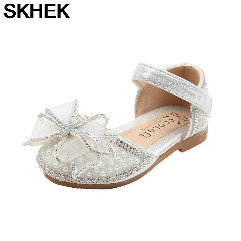 

SKHEK 2021 Summer Sandals Girls Casual Dance Shoes Single Shoes Performance Princess Sandals Children's Pearl Crystal Shoes