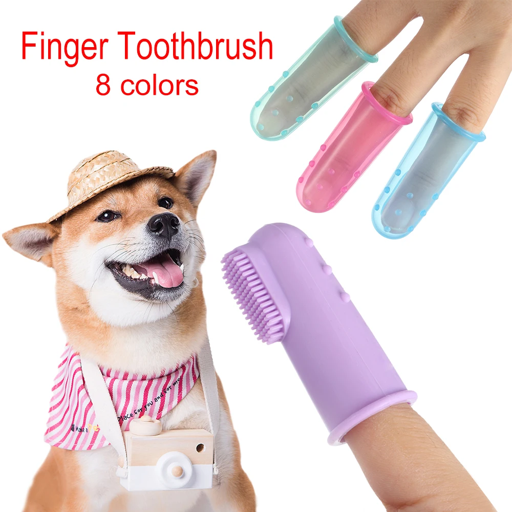 1 шт. супер мягкая надеваемая на палец зубная щетка для домашних животных Тедди