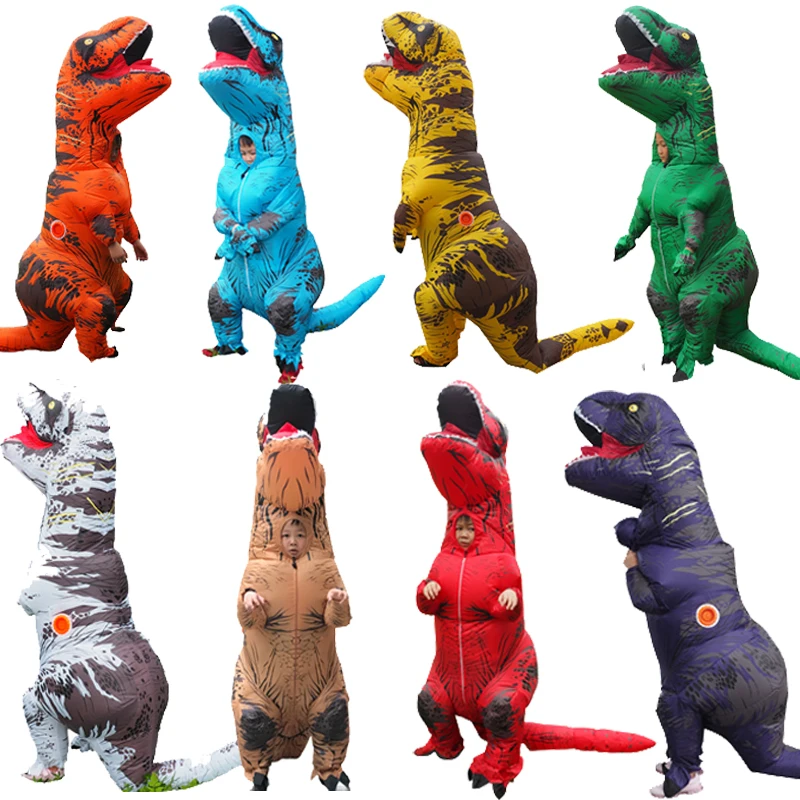 Надувной костюм для взрослых и детей костюмы тирекса динозавра маскарадный