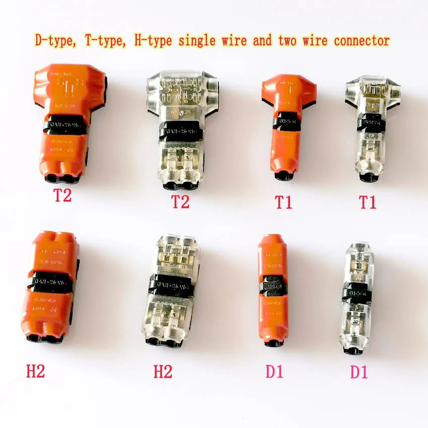 

5pcs 1pin/2pin H/T type Scotch Lock Quick Splice Wire Cable Connector to Terminals Crimp Electrical Car Audio 24-18AWG Wire Set