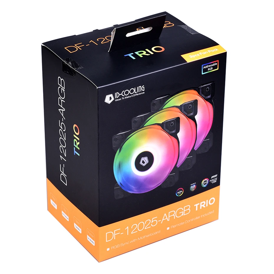 

ID-COOLING DF-12025-ARGB-TRIO 3in1 12cm Computer Case Fan 120mm RGB 5V/3PIN PWM quiet CPU Cooler Water Cooling Replaces Fans