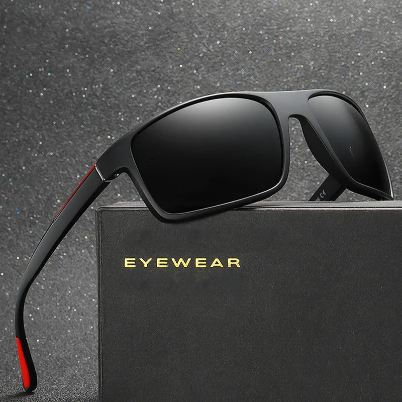 Tr90 поляризованные мужские солнцезащитные очки винтажные квадратный для