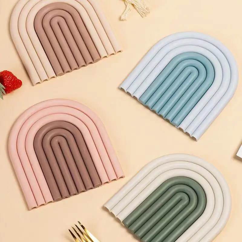 

Радужные подставки в скандинавском стиле, съемные термоизоляционные подставки, полуэллиптические подставки, Нескользящие подставки