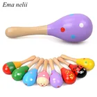 12 см красочные деревянные песочные шар звук игрушка для ребенка ясельного возраста Образовательный музыкальный инструмент Погремушка шейкер вечерние игрушки для Детский подарок